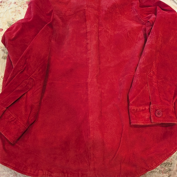 Red Suede Button-Up Jacket - Picture 2 of 8